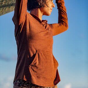 Prana Women's Orange Cipher Sun Protection Lightweight Pullover Hoodie Size XS